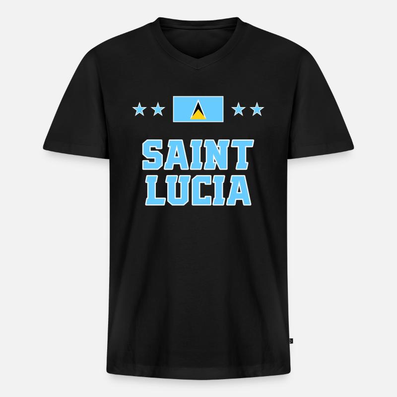 St. Lucia - Männer Premium Bio T-Shirt mit V-Ausschnitt - Schwarz
