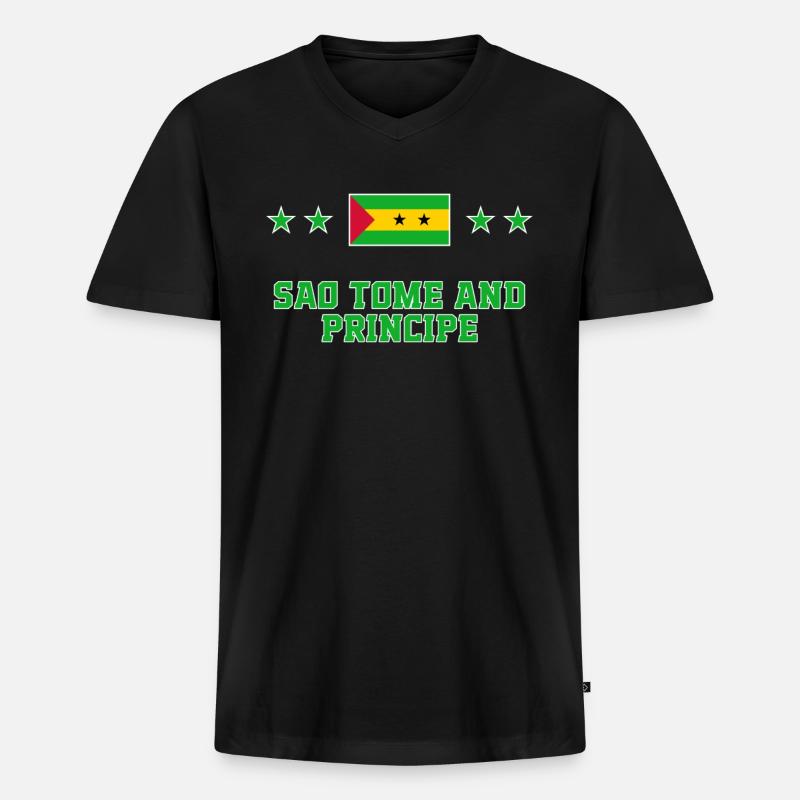São Tomé und Príncipe - Männer Premium Bio T-Shirt mit V-Ausschnitt - Schwarz