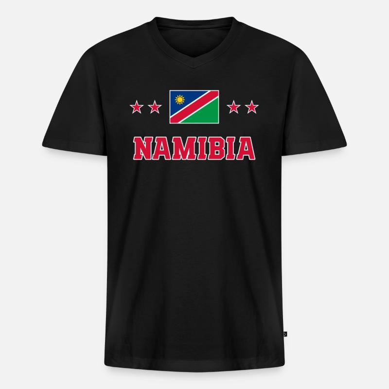 Namibia - Männer Premium Bio T-Shirt mit V-Ausschnitt - Schwarz