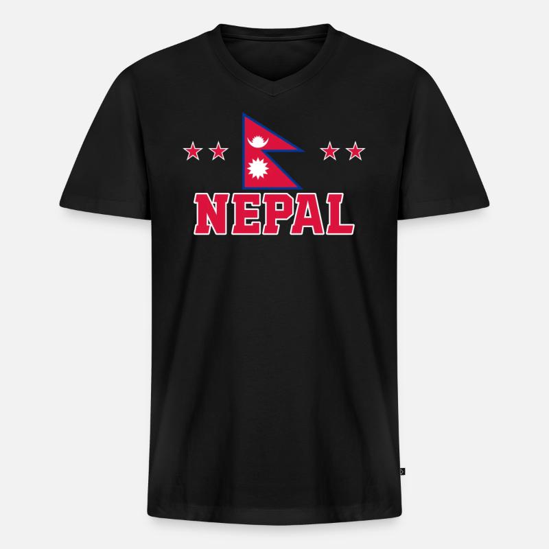Nepal - Männer Premium Bio T-Shirt mit V-Ausschnitt - Schwarz