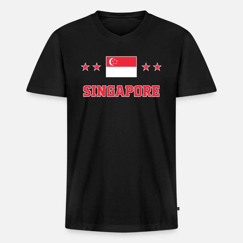 Singapur - Männer Premium Bio T-Shirt mit V-Ausschnitt - Schwarz