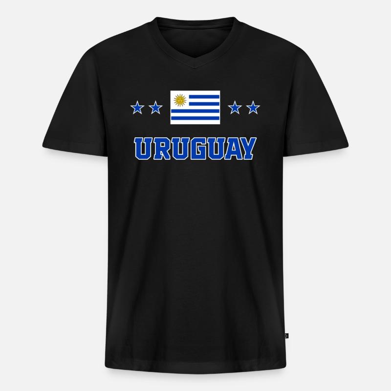 Uruguay - Männer Premium Bio T-Shirt mit V-Ausschnitt - Schwarz
