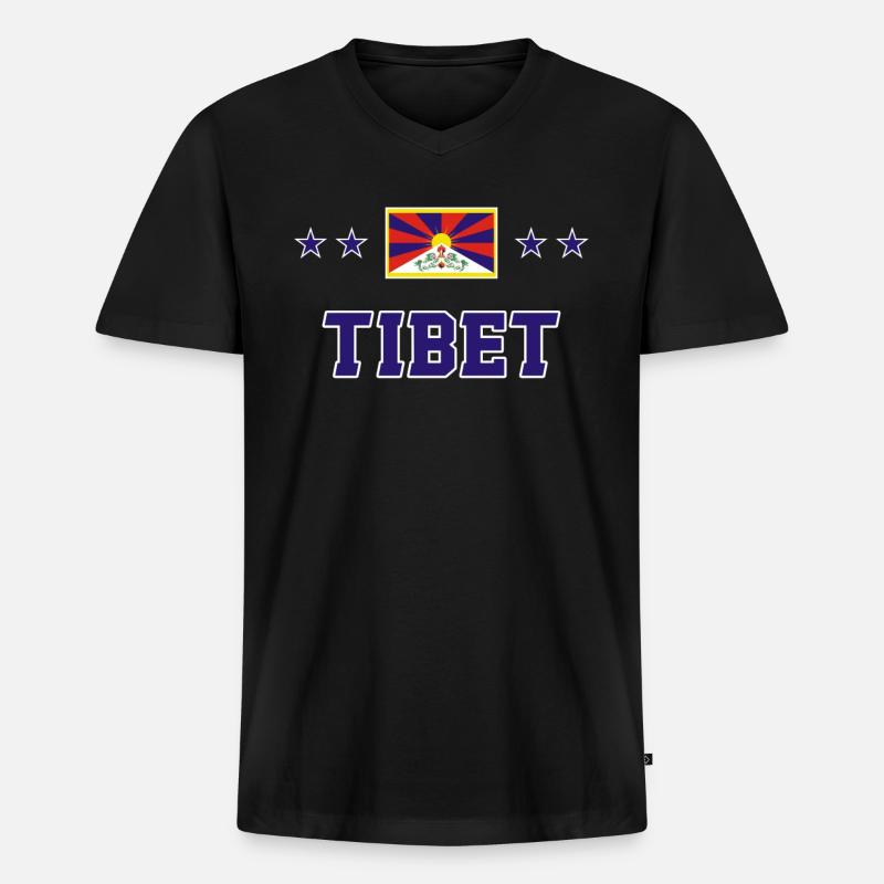 Tibet - Männer Premium Bio T-Shirt mit V-Ausschnitt - Schwarz