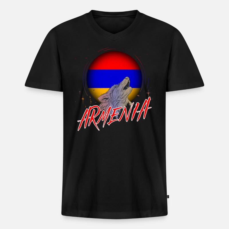 Armenien - Männer Premium Bio T-Shirt mit V-Ausschnitt - Schwarz