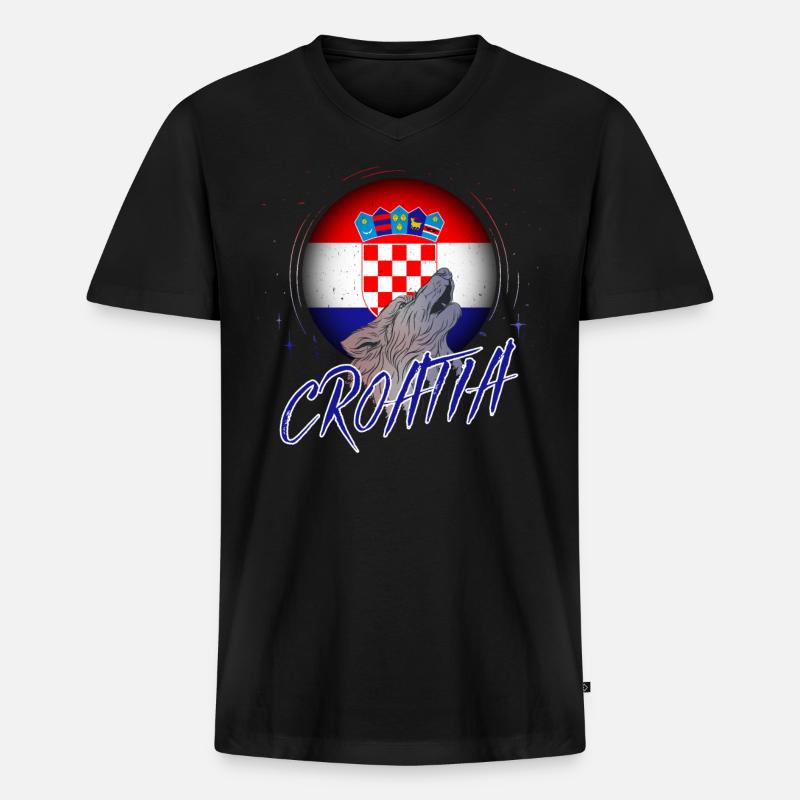 Kroatien - Männer Premium Bio T-Shirt mit V-Ausschnitt - Schwarz