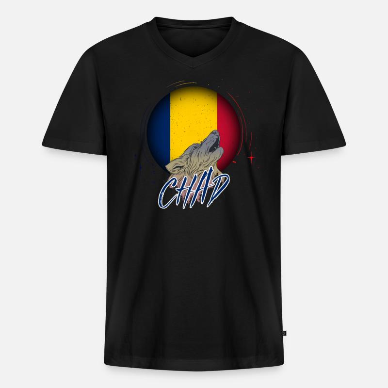 Tschad - Männer Premium Bio T-Shirt mit V-Ausschnitt - Schwarz