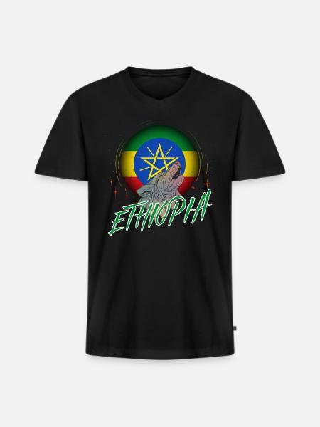 Ethiopia - Men's Premium Organic T-shirt with V-neck - black