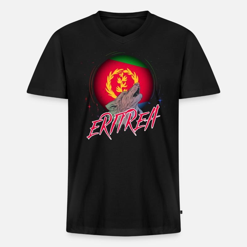 Eritrea - Männer Premium Bio T-Shirt mit V-Ausschnitt - Schwarz