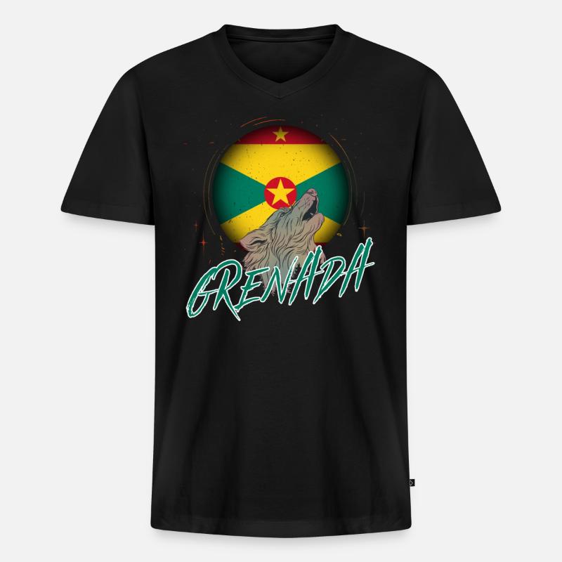 Grenada - Männer Premium Bio T-Shirt mit V-Ausschnitt - Schwarz