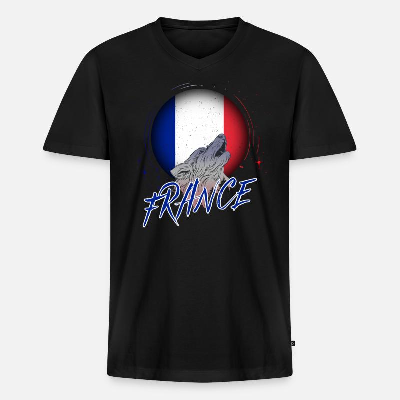 Frankreich - Männer Premium Bio T-Shirt mit V-Ausschnitt - Schwarz