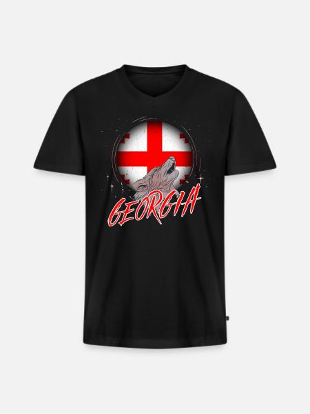 Georgia - Men's Premium Organic T-shirt with V-neck - black