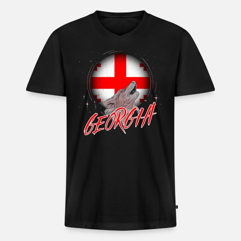 Georgien - Männer Premium Bio T-Shirt mit V-Ausschnitt - Schwarz