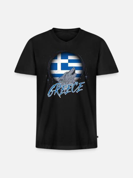 Grèce - T-shirt encolure en V Premium bio Homme - noir