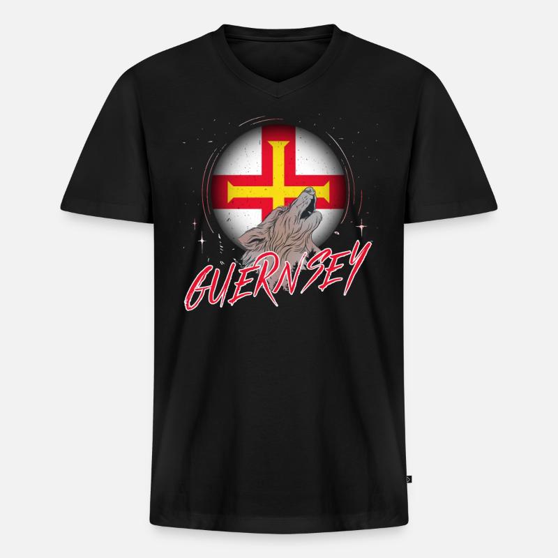 Guernsey - Männer Premium Bio T-Shirt mit V-Ausschnitt - Schwarz