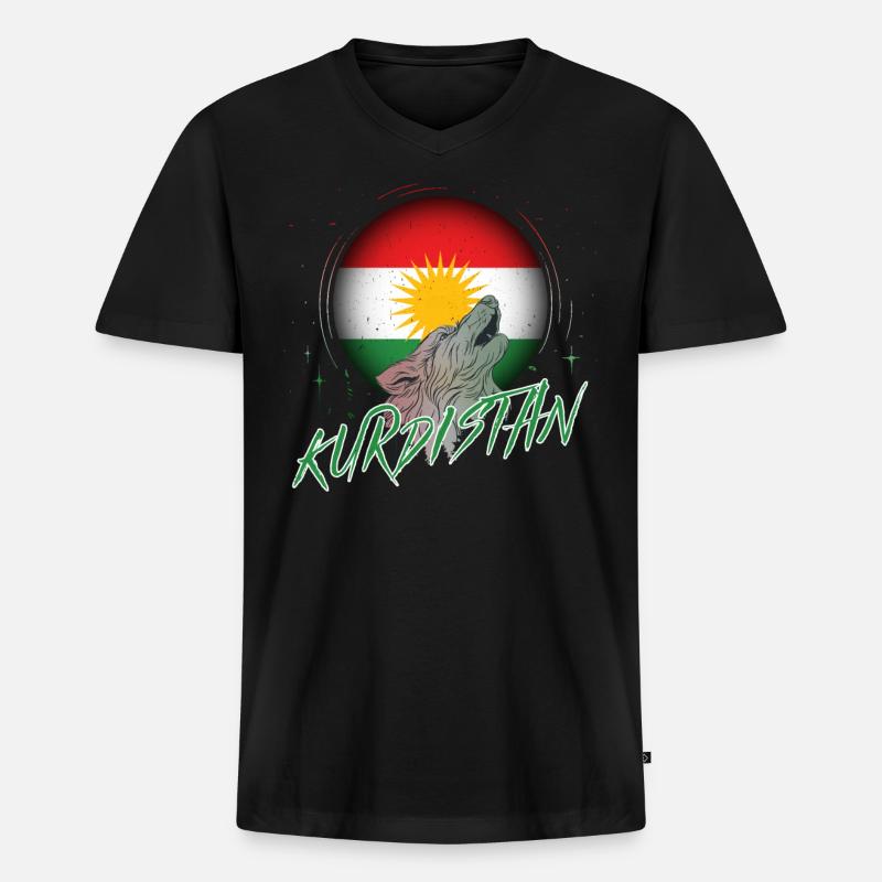 Kurdistan - Männer Premium Bio T-Shirt mit V-Ausschnitt - Schwarz