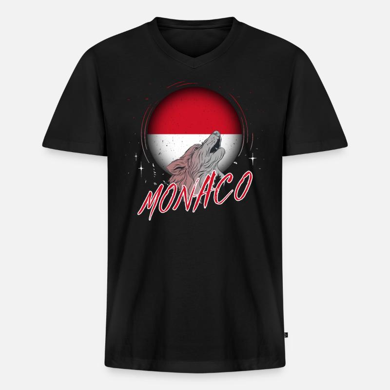 Monaco - Männer Premium Bio T-Shirt mit V-Ausschnitt - Schwarz