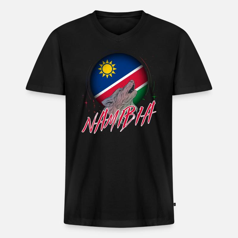 Namibia - Männer Premium Bio T-Shirt mit V-Ausschnitt - Schwarz
