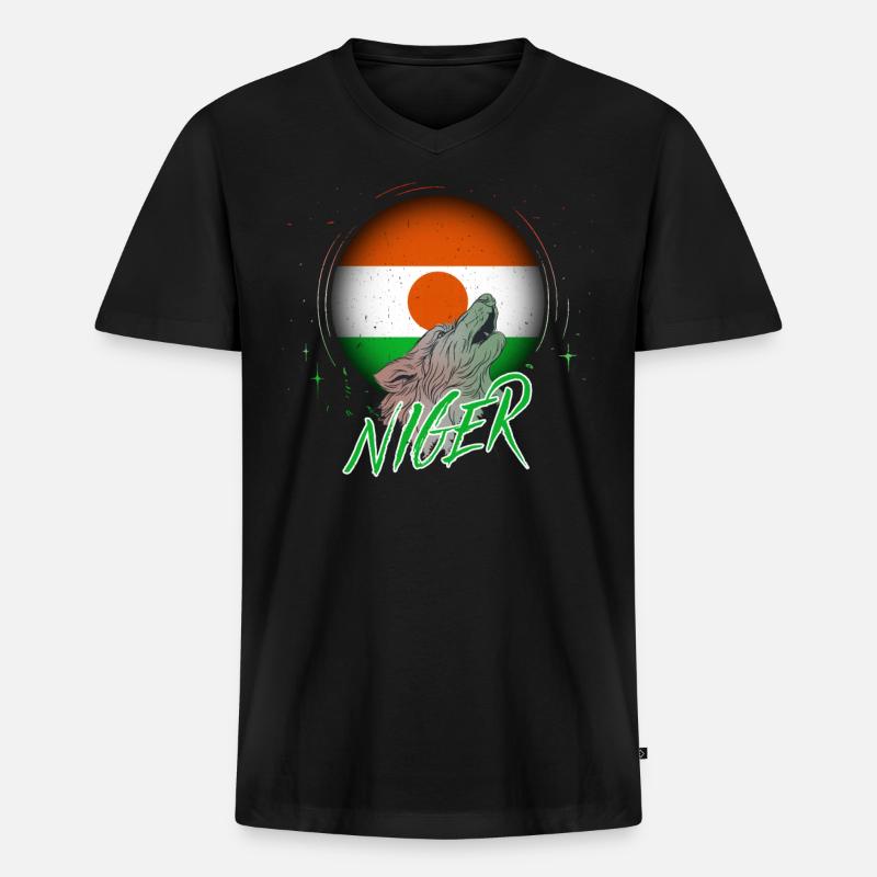 Niger - Männer Premium Bio T-Shirt mit V-Ausschnitt - Schwarz