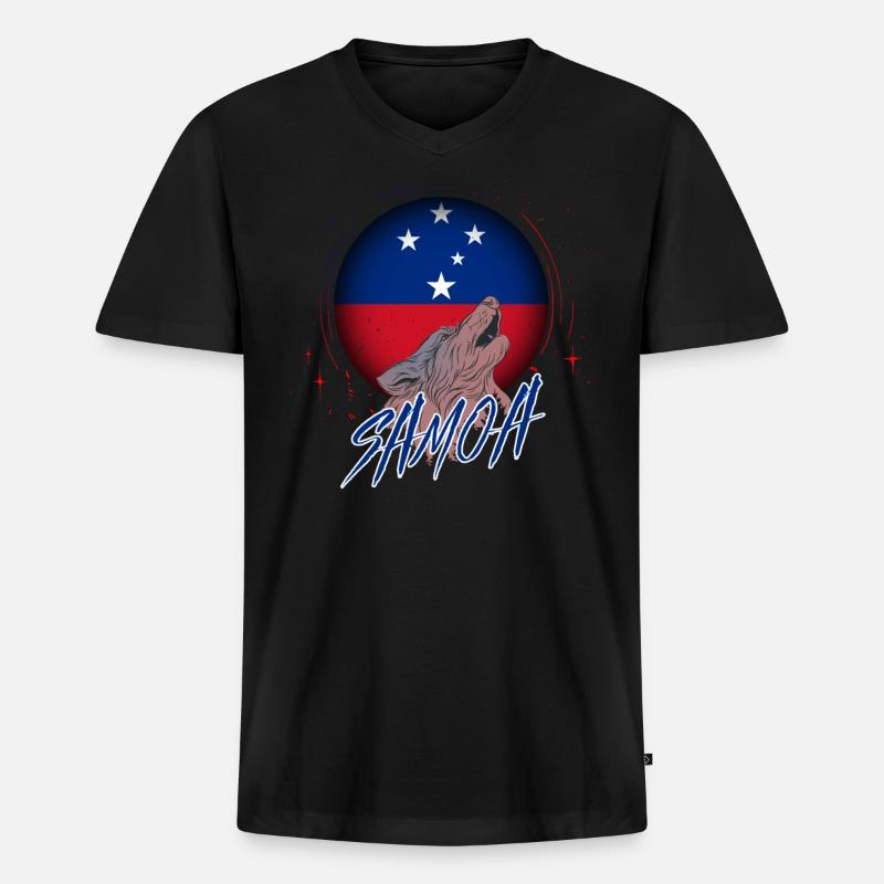 Samoa - Männer Premium Bio T-Shirt mit V-Ausschnitt - Schwarz