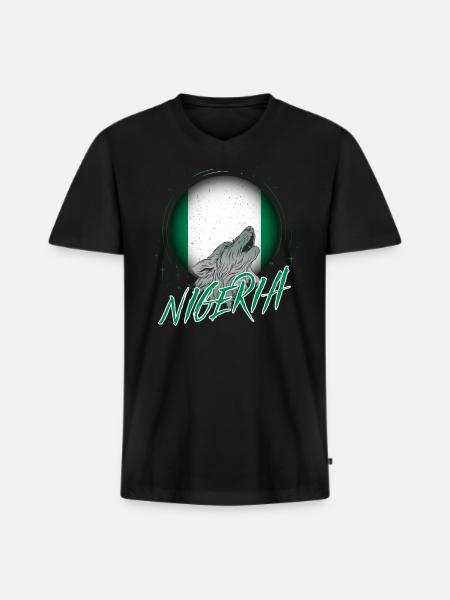 Nigeria - Men's Premium Organic T-shirt with V-neck - black