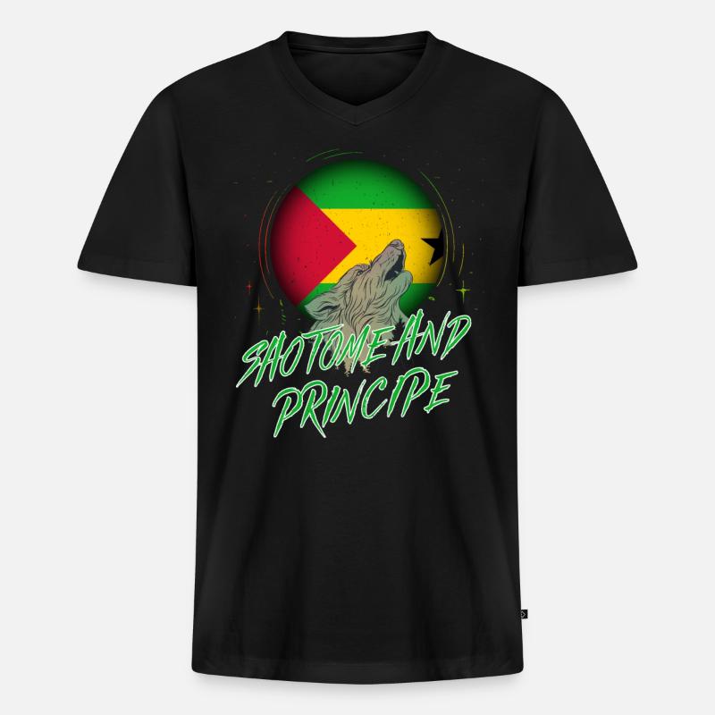 São Tomé und Príncipe - Männer Premium Bio T-Shirt mit V-Ausschnitt - Schwarz