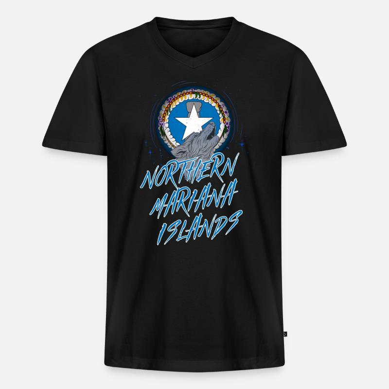 Nördliche Marianen - Männer Premium Bio T-Shirt mit V-Ausschnitt - Schwarz