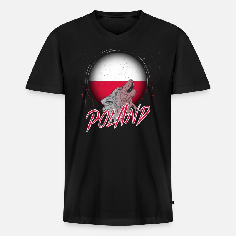 Polen - Männer Premium Bio T-Shirt mit V-Ausschnitt - Schwarz