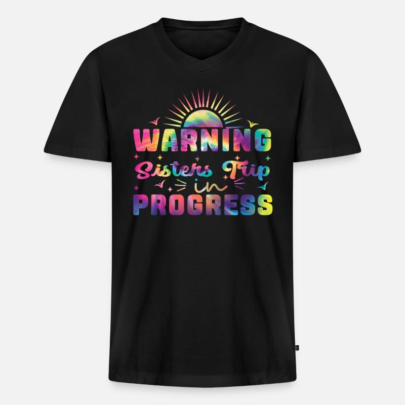 Warning Sisters Trip In Progress - Männer Premium Bio T-Shirt mit V-Ausschnitt - Schwarz