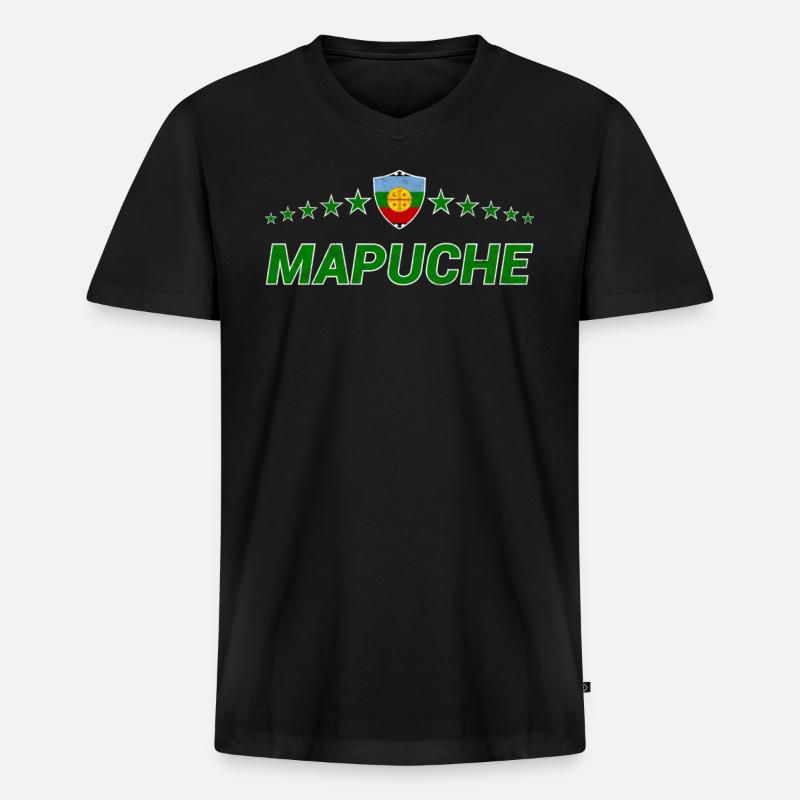 Mapuche - Männer Premium Bio T-Shirt mit V-Ausschnitt - Schwarz