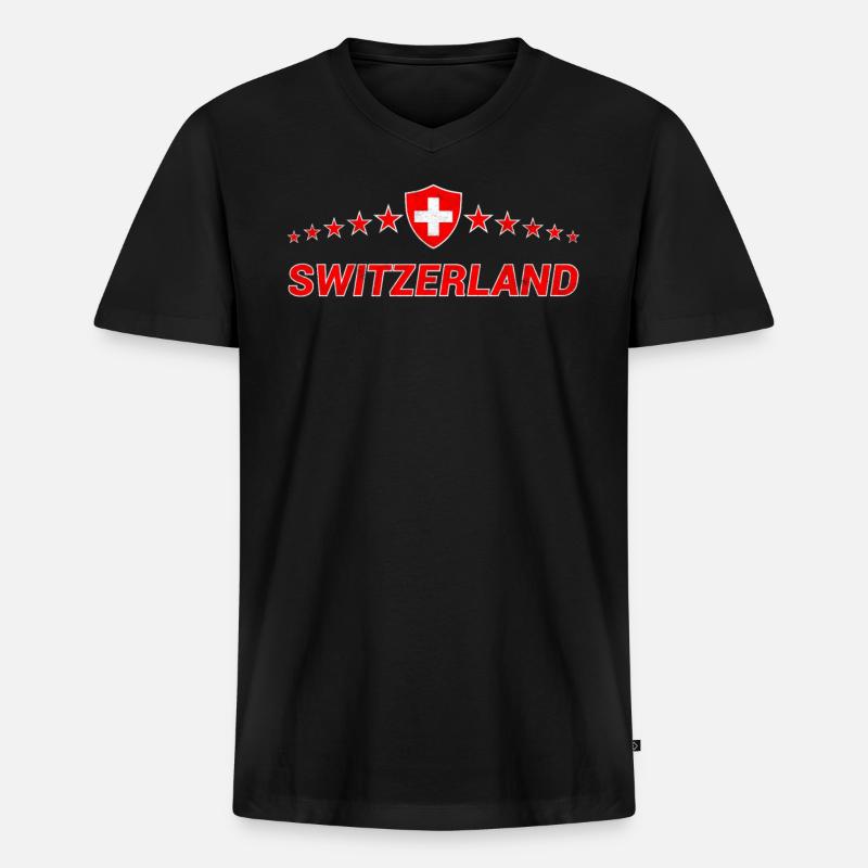 Schweiz - Männer Premium Bio T-Shirt mit V-Ausschnitt - Schwarz