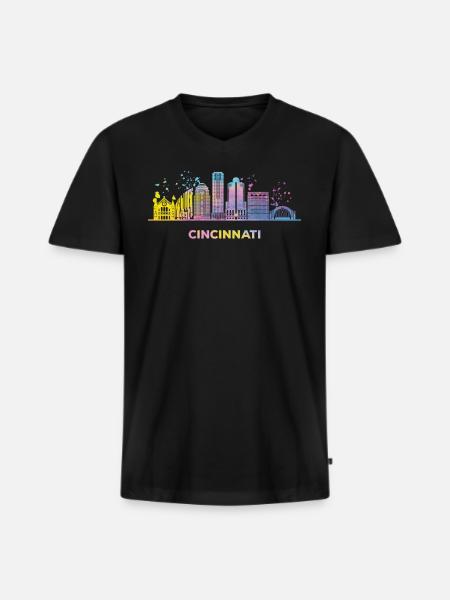 Cincinnatian Skyline Cincinnati - Men's Premium Organic T-shirt with V-neck - black