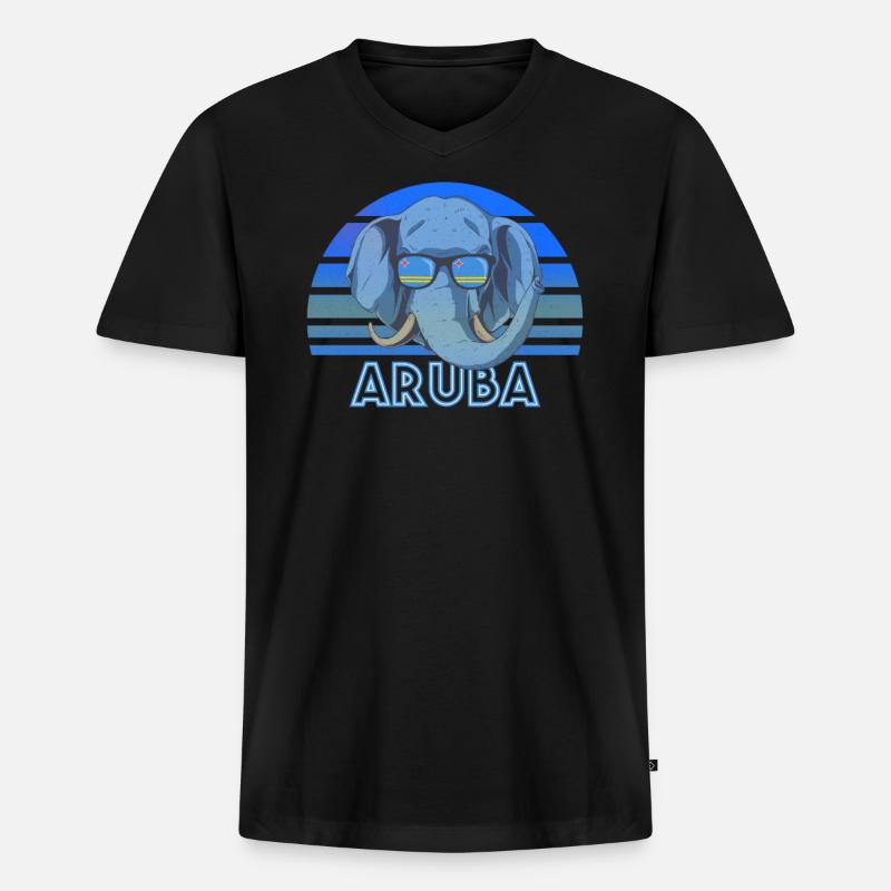 Aruba - Männer Premium Bio T-Shirt mit V-Ausschnitt - Schwarz