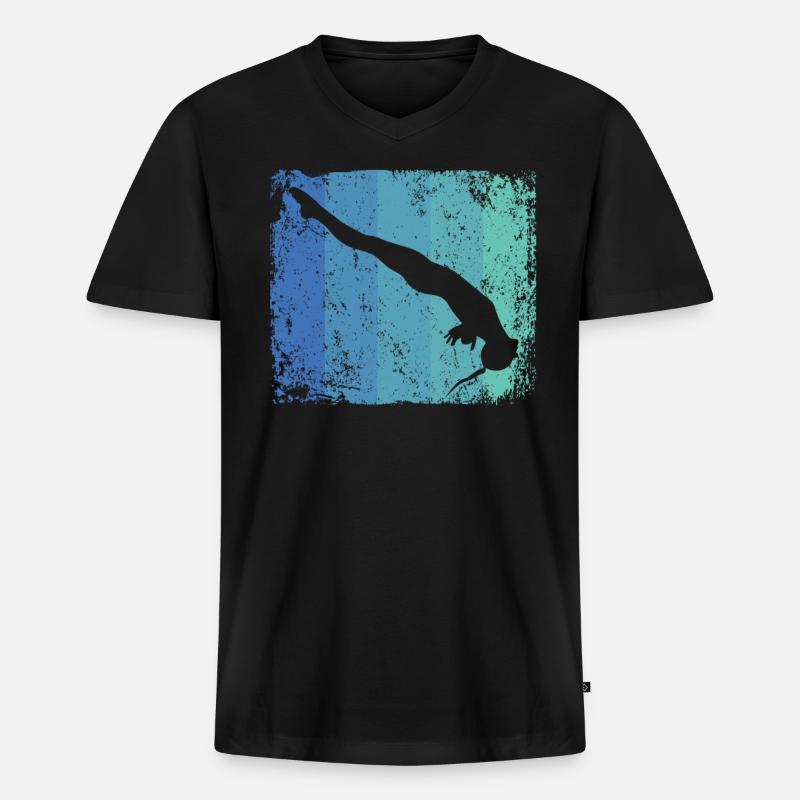 Turmspringen Kunstspringen Synchronspringen - Männer Premium Bio T-Shirt mit V-Ausschnitt - Schwarz