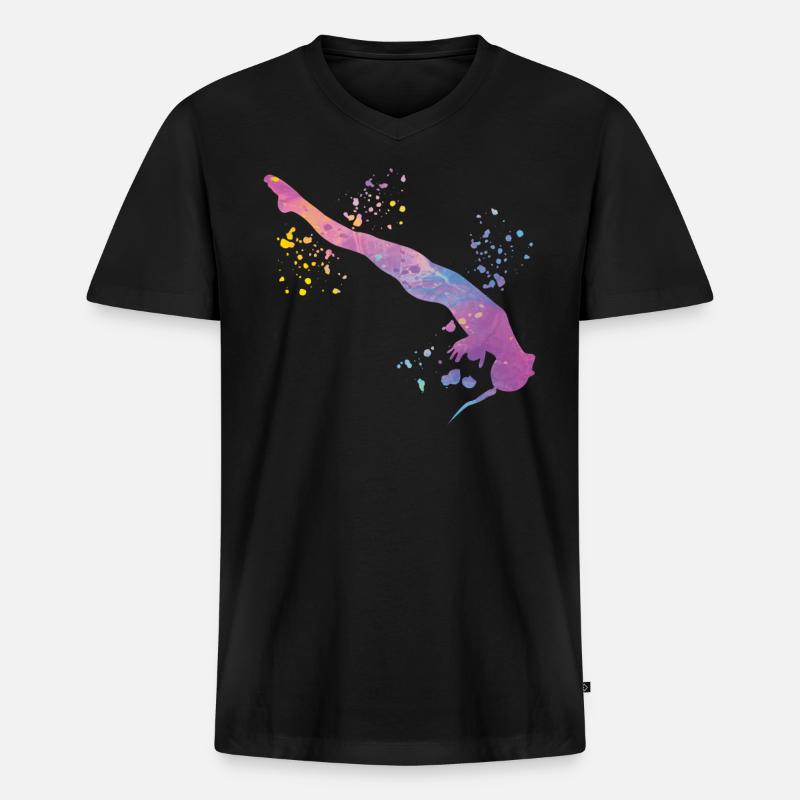 Synchronisierter Wassertaucher High Diver - Männer Premium Bio T-Shirt mit V-Ausschnitt - Schwarz