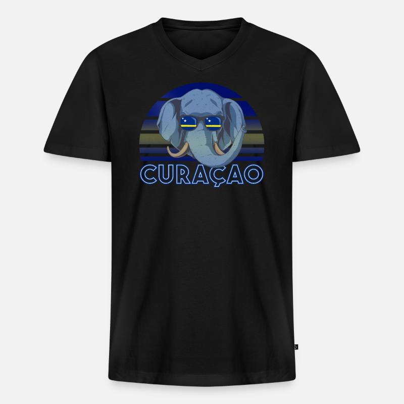 Curaçao - Männer Premium Bio T-Shirt mit V-Ausschnitt - Schwarz