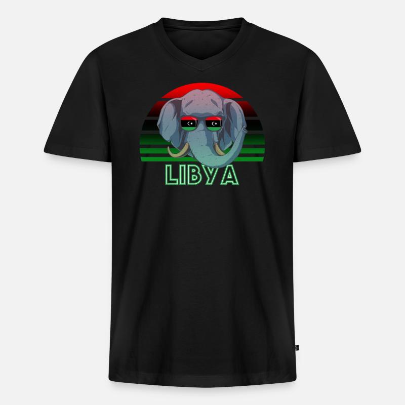 Libyen - Männer Premium Bio T-Shirt mit V-Ausschnitt - Schwarz