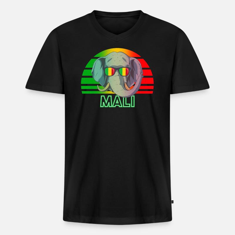 Mali - Männer Premium Bio T-Shirt mit V-Ausschnitt - Schwarz