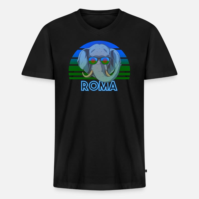 Roma - Männer Premium Bio T-Shirt mit V-Ausschnitt - Schwarz