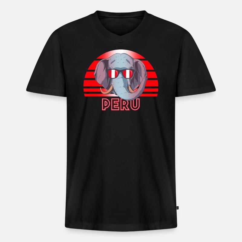 Peru - Männer Premium Bio T-Shirt mit V-Ausschnitt - Schwarz