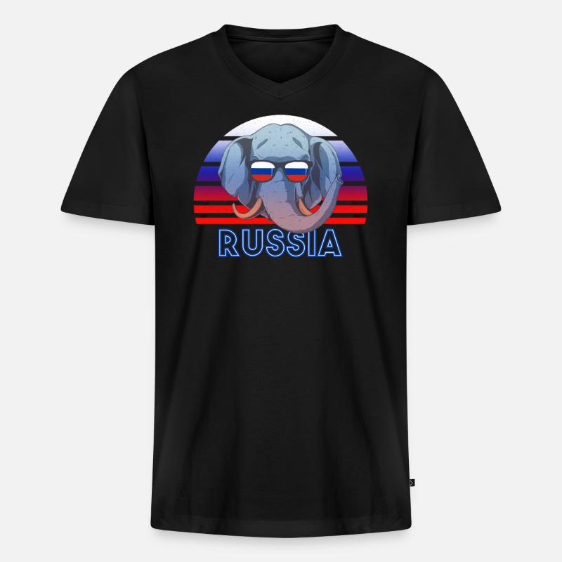 Russland - Männer Premium Bio T-Shirt mit V-Ausschnitt - Schwarz