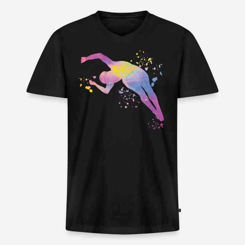 Turmspringen Synchronspringen Kunstspringen - Männer Premium Bio T-Shirt mit V-Ausschnitt - Schwarz