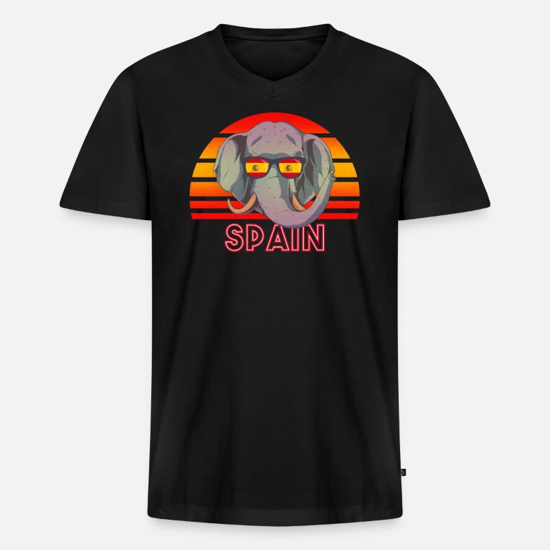 Spanien - Männer Premium Bio T-Shirt mit V-Ausschnitt - Schwarz