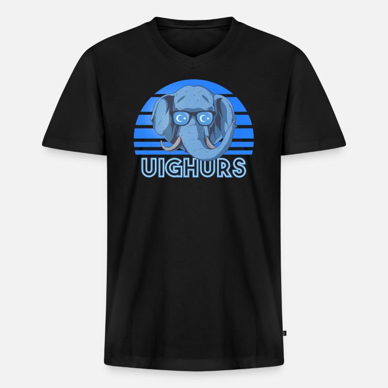 Uiguren - Männer Premium Bio T-Shirt mit V-Ausschnitt - Schwarz