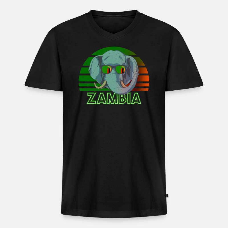 Sambia - Männer Premium Bio T-Shirt mit V-Ausschnitt - Schwarz
