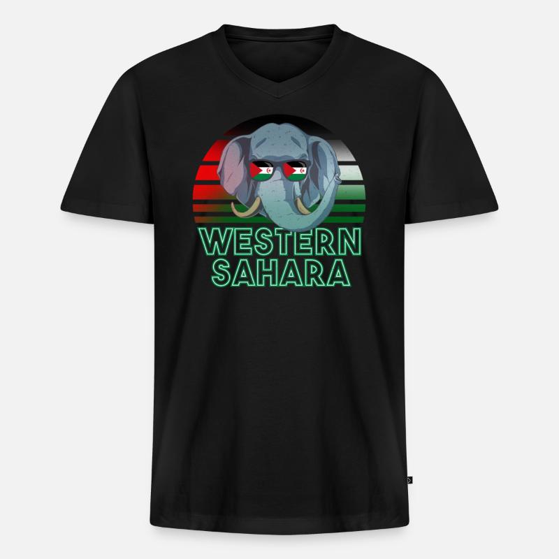 Westsahara - Männer Premium Bio T-Shirt mit V-Ausschnitt - Schwarz