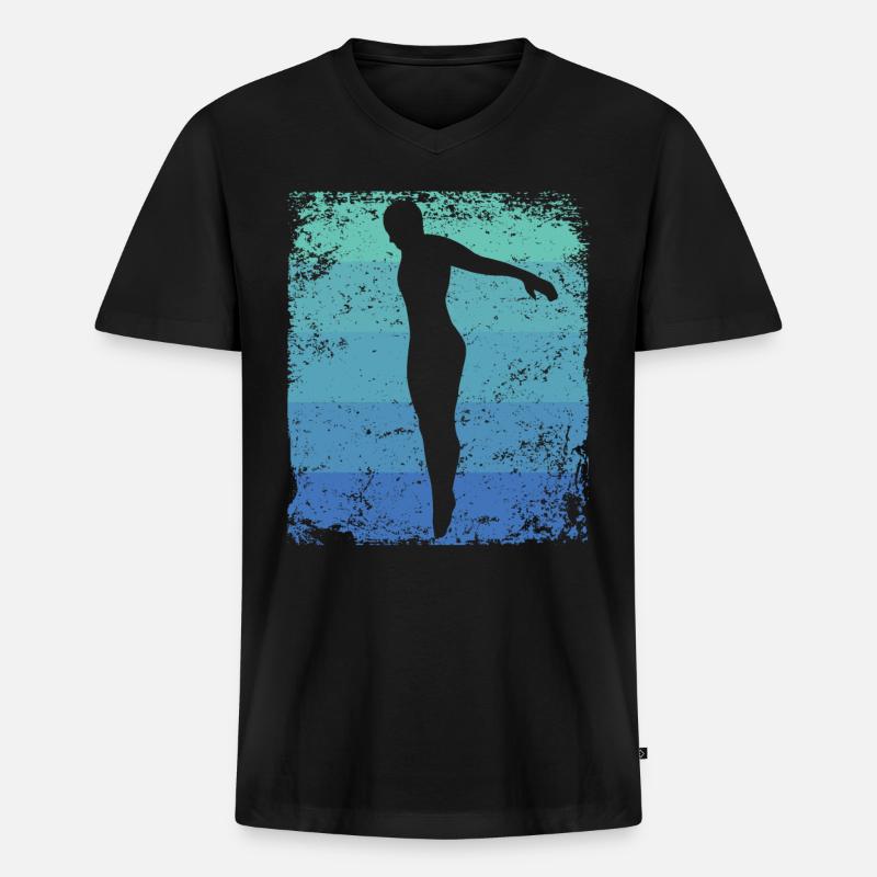 Synchronisierter Wassertaucher High Diver - Männer Premium Bio T-Shirt mit V-Ausschnitt - Schwarz