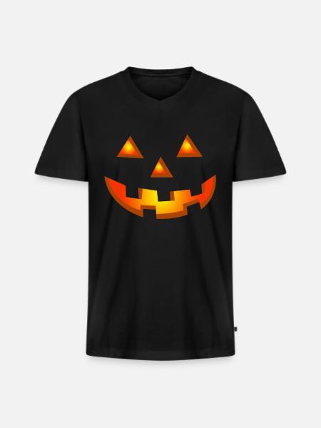 Happy Halloween Pumpkin Face - Men's Premium Organic T-shirt with V-neck - black