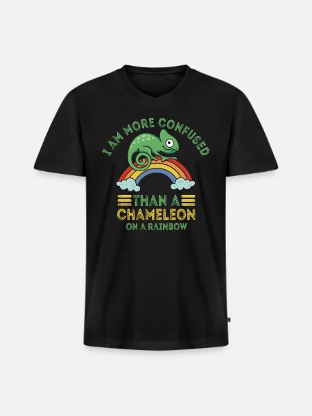 I'm more confused than a chameleon - Men's Premium Organic T-shirt with V-neck - black
