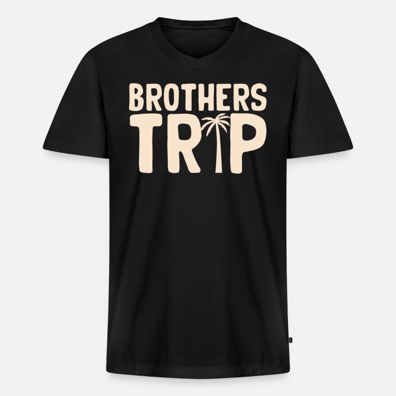 Geschwister Brüder Reise - Männer Premium Bio T-Shirt mit V-Ausschnitt - Schwarz