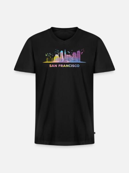 De Horizon van San Franciscanen San Francisco - Mannen Premium Bio T-shirt met V-hals - zwart